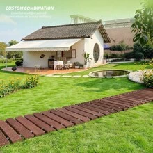 PIYPIY 6FT/8FT/10FT Wooden Garden Pathway, Outdoor Roll Out Decorative Garden Walkway, Weather-Resistant Non-Slip Hardwood Pathway For Garden, Backyard, Beach, Wedding Party Pathways(Dark Brown) - 棕色 - 查看 2