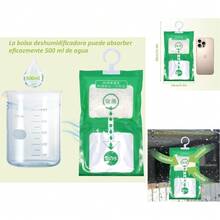 Paquete de 10 Bolsas Antihumedad Colgantes de Color Verde - Deshumidificador Sin Fragancia, Proceso Visible, Protección Contra Moho para Armarios y Almacenamiento - Verde - Ver 1