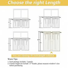 OWENIE White Short Curtains For Small Window 45 Inch Length 2 Panels Set For Bedroom Living Room Bathroomt Cabinet Basement, Light Filtering Textured Short Kitchen Curtains Over Sink, 30\ W By 45\ L,30inchWx45inchL(Packof2),White - 白色 - 查看 4