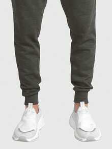 Conjunto Masculino de Moletom Canguru Liso com Bolso Capuz e Calça Flanelado Quente