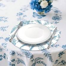 D50 PCS Blue Floral Paper Placemats Round Paper Placemats Disposable 13.5 Inch Placemat Chinoiserie Place Mats For Birthday Wedding Party Plies Banquet Table Settings - 藍色 - 查看 4