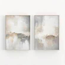 Set Of 2 Modern Minimalist White Abstract Canvas Prints - Elegant Gray & White Neutral Wall Art Decor | Unframed, Suitable For Living Room, Bedroom & Hotel Decoration - Multicolor - View 8