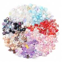 45g Hạt nhựa acrylic Y2K nhiều màu sắc hình hoa, trái tim, bướm, kẹo, phong cách Kawaii, thích hợp làm vòng tay và trang sức DIY. - Trộn màu ngẫu nhiên - Xem 8
