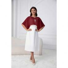 Chiffon Shawl Wraps Shrug For Evening Dress Wedding Cape Cover Up - Wine Red - View 1
