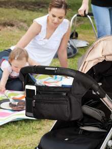 1pc Stroller Hanging Bag, Oxford Cloth Diaper Bottle Storage Bag, Portable Multifunctional Tote Shoulder Mommy Bag