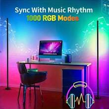 AMILL 2pcs 48-Inch Smart RGB LED Floor Lamps, USB-Powered Multi-Color Dimmable Corner Lights With APP Control, 16 Million Colors, Music Sync Lighting Modes, Wireless For Living Room, Bedroom, Game Room, And Party Decor - Nhiều màu - Xem 7