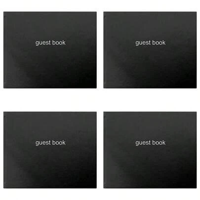 New Letts Of London Dazzle Quarto Lined Landscape Guest Book Black