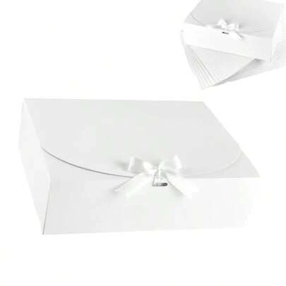 Generic Rustic Elegant Gift Boxes - 10.6x7.9x3.1 Inch Medium Size 10 Pack White Ribbon Closure -Friendly Rmmended For Gift Boxes