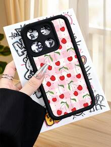 1 pieza funda de teléfono con diseño de cerezas rojas sobre fondo a cuadros rosa claro, estilo campestre y adorable, TPU suave, protección completa antiimpacto y antideslizante, compatible con iPhone17 ProMax/16/15/14/13/12/11/Plus/Pro/ProMax, compatible con Galaxy A34/A35/A54/A55, Galaxy S20/S21/S22/S23/S24/S25 Ultra/Plus, compatible con Galaxy/Redmi/Honor/OPPO/ViVo - Blanco - Ver 4