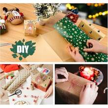 30 s 50 X 70 cm Papel de regalo de Navidad Papel Kraft con Cuerdas 30 m y 3 Etiqueta 2 Cinta de Doble Cara Papel Envolver Regalo Navidad para Fiesta de Cumpleaños Navidad Año Nuevo - bandera - Ver 7