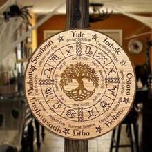 CIFbuy Handmade Pagan Wheel Solstice Altar Decor - Natural Wicca Druid Mystical Wall Hanging For Beltane Samhain - Witchcraft Ritual Gi - 彩色 - 查看 4