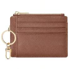 Sodsay Card Case Slim Front Pocket Wallet For Women Credit Card Holder With Keychain - CH Deep Brown - View 1