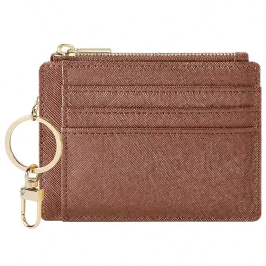 Sodsay Card Case Slim Front Pocket Wallet For Women Credit Card Holder With Keychain - CH Deep Brown - View 1