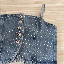 ESTELA MODAS JEANS BLUSA BRILHO - Azul bebê - Visão 5