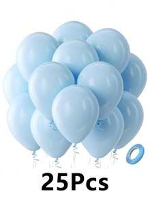 25pcs Light Blue Latex Party Balloons - 12 Inch Round Helium Quality Light Blue Baby Blue Balloons, For Wedding, Baby Shower, Gender Reveal, Birthday Party Decorations - Blue - View 7