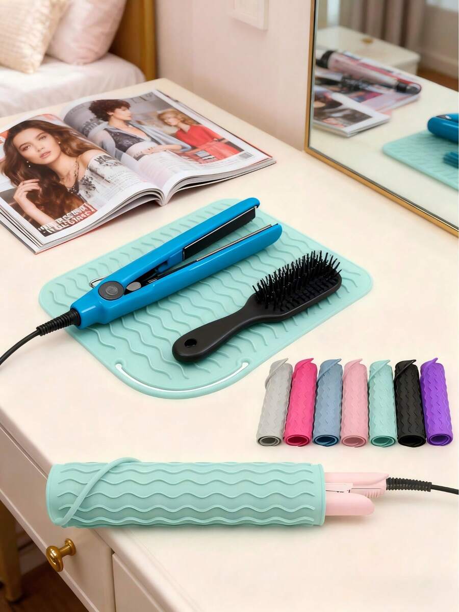 Portable Heat-Insulating Silicone Mat – Designed For Curling Irons, Straighteners, And Hair Styling Tools – Multifunctional, Durable, And Heat-Resistant Silicone Storage Bag, Suitable For Hair Styling Tools