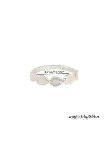 1枚极简主义独特水滴天蓝色夜光铜质微镶嵌立方氧化锆戒指，小众设计，女士款 - 銀色 - 查看 5