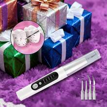 1pc Teeth Cleaner With LED Light, USB Rechargeable Electric Teeth Cleaning Kit, 4 Replaceable Cleaning Heads, 5-Speed Adjustment, Perfect For Keeping Teeth Clean On The Go!