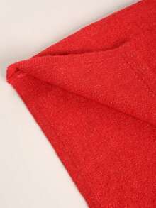 Cardigan da donna con scollo a V, patta obliqua e bottoni, elegante capo esterno per uso quotidiano - Rosso - Visualizzare 5