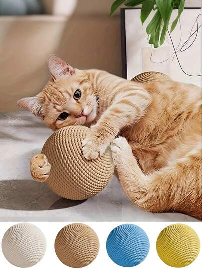 1pc Natural Diatomite Cat Toy Ball, Cat Scratch Toy, Made Of Natural Diatomite Material, Durable, Makes Sound, No Battery Required, Suitable For Indoor/Outdoor, Holiday Play, Chasing, Biting, Scratching For Cats