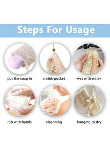 4pcs Soap Bags Mesh Exfoliating, Natural Sisal Soap Pouch, Suitable For Shower Exfoliating Home Bathroom Decor Fall Decor Back To School Shower Massaging Scrubbing,Halloween, Christmas - Apricot - View 6