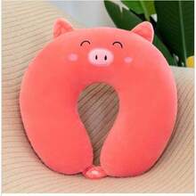 Almohada de viaje con dibujo cojin para cuello con relleno extraible y fácil de lavar - Rosa - Ver 3