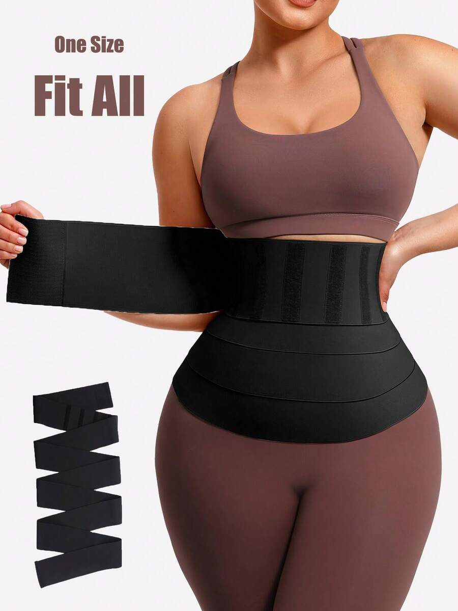 1pc Unisex Waist Trainer Belt, Tummy Control & Butt Lifting, Plus Size - Black - View 1
