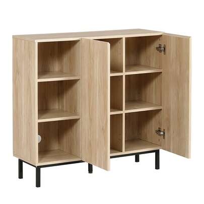 キャビネット 扉付き サイドボード 収納棚 木目調 おしゃれ リビング モダン 韓国インテリア コード穴 アジャスター脚 可動棚 耐荷重 メラミン加工 チェスト 扉位置調整 ディスプレイ棚 幅90cm 天板付 掃除しやすい 隠す収納 魅せる収納