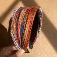 1pc Women's Embroidered Headband, Retro Fashion Headband Striped Casual, Hair Band, Hair Hoop