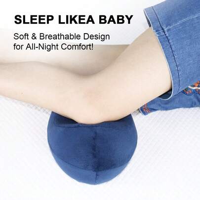 1个符合人体工学的膝枕，橄榄形腿枕，柔软记忆棉膝楔枕，适合侧睡者和孕妇，可拆卸枕套