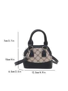Mini Handbag, New Rhombus Color Block Retro Shell Shaped Shoulder Bag, Vintage Style - Black - View 7
