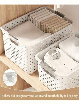 Modern, Thickened, Deep, Large-Capacity Plastic Storage Box With Handles, Suitable For Storing And Organizing Clothes, Toys, Dolls, And Miscellaneous Items. Dustproof And Moisture-Proof, Suitable For Offices, Bedrooms, Living Rooms, Studies, Hotels, Restaurants, Schools, Outdoor Barbecues, Car Trunks, Homes, Kitchen Storage