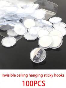 100pcs/20pcs-Mini Transparent Adhesive Hook, Seamless Christmas Party Flag Hook, Wall Storage Hook, Party Decoration Accessories, DIY Home Decoration Hook, Ceiling Hook, Seamless Strong Hook, Invisible Hook - Nhiều màu - Xem 6