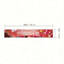 1pc Valentine's Day Yard Banner Decor, Heart Shaped Background, Happy Valentine's Day Banner For Valentine's Day Party, Suitable For Indoor And Outdoor Valentine's Day Decoration - Multicolor - View 4