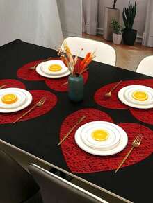 4/2件套心形餐垫，耐热杯垫，防滑桌垫，适用于婚礼、节日、情人节装饰、周年纪念日、厨房、酒店和浪漫家居装饰 - 彩色 - 查看 1