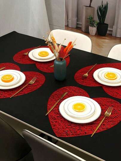 4/2 st hjärtformade bordsunderlägg, värmebeständiga underlägg, halkfria bordsunderlägg, lämpliga för bröllop, högtider, alla hjärtans dag-dekor, årsdagar, kök, hotell och romantisk heminredning
