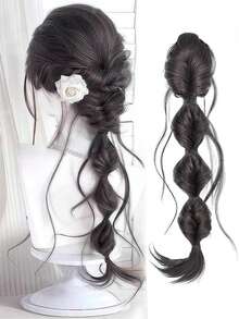 18英寸合成编织泡泡辫假发夹甜美女孩自然蓬松扭辫马尾接发 - 彩色 - 查看 14