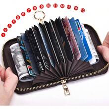 - portafolios para tarjetas de crdito, piel autntica con cierre, bolsillos para monedas, para hombres y mujeres, bloqueo RFID, portafolios de llavero, tamao compacto, Azul, Talla nica - azul - Ver 4