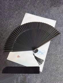 3 piezas Abanico plegable negro clásico, gran regalo para refrescarse en verano, elegante y de moda abanico plegable negro, fácil de llevar y guardar, adecuado para bodas, fiestas, actuaciones, baile, decoración del hogar, festivales, regalos de cumpleaños, regalos de graduación y talla grande ocasiones. - Multicolor - Ver 18