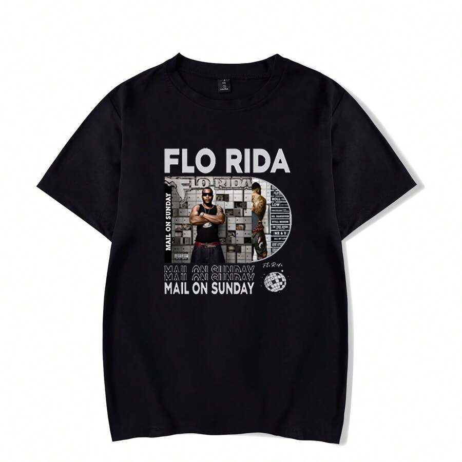 Flo Rida Mail On Sunday Cotton Hip Hop Streetwear Crewneck Short Sleeve Tee - Black - View 1