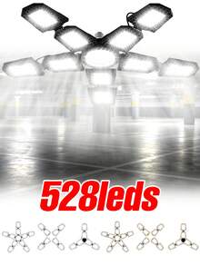 E27/E26 可变形车库灯 AC100-277V 高棚灯 吊灯 LED 室内 6/8/10 可调面板 可折叠扇叶 220V/110V 停车场 车间 商店 阁楼 建筑工地 地下室 吸顶灯 灯泡 储藏室 工业 工厂 超市 无频闪 护眼 安全 高亮度 商业照明 暖白/冷白光 288/432/528颗LED灯珠 - LED Deformable Garage Light - 查看 2