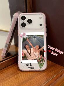 Customized TPU Pink Bumper Transparent Phone Case, Personalized Creative Gift For Cute Kids, Family, Landscape, Anniversary, Pets, Compatible With IPhone 13/14/15/16/17/17 Pro Max, Valentine's Day Customized Phone Case, Valentine's Day Gift