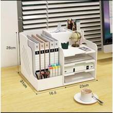 Multifunctional Storage Rack Desk File Tray Storage Display Rack Bookshelf Storage Display Rack Bookcase Large Capacity Rack Storage Rack Open Bookshelf Suitable For Home Office School - أبيض - مشاهدة 4