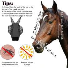 Horse Fly Mask With UV Protection, Equine Fly Mask With Ears - Multicolor - View 5
