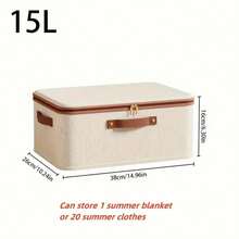 1/2 paquetes de cestas de almacenamiento con tapa con cremallera, cajas de almacenamiento con tapa de tela plegables, lavables, organizador de estantería de armario, contenedor con asas, caja de almacenamiento plegable y portátil para dormitorio, organizador de ropa y edredón a prueba de polvo, para debajo de la cama (Beige) - Beis - Ver 10