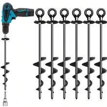 4pcs/6pcs 18-Inch Heavy Duty Spiral Ground Anchors, Suitable For Tents, Trampolines, Outdoor Stakes, Garden Posts And Secure Anchoring, Black