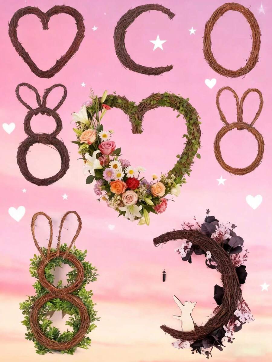 1 pezzo Base di corona in rattan naturale (senza decorazioni) - Adatto per fai-da-te, design floreale e decorazione per porta | Adatto per matrimoni, festa della mamma, Ramadan, festival della luna, San Valentino, feste di compleanno, raduni e decorazione da giardino | Stile rustico americano, consigliato per la stagione dei matrimoni