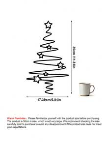 Elegante decorazione natalizia in metallo nero a forma di albero di Natale - Decorazione per interni ed esterni, con ornamenti a forma di stella, adatta per soggiorno, patio o giardino, decorazione natalizia da parete, regalo di Natale, decorazione per feste di Natale, Ringraziamento, matrimonio e compleanni, per interni ed esterni, giardino, vacanze, Ognissanti