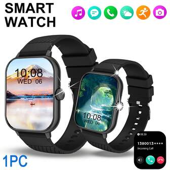 2025 Latest Fashion 1.83" Silicone Strap Full-Screen Touchscreen Outdoor Sports Smart Bracelet For Men & Women, Wireless Call, Call Reminder/Reject, Message Notification, Pedometer, Wireless Music, Multiple Sports Modes, Suitable As Birthday, Holiday, Graduation, Halloween Gift For Couples, Elders, Friends, Classmates