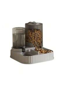 Automatic Pet Feeder] 1pc Petlibro Automatic Cat Feeder & Water Dispenser Combo | Non-Electric Dual Bowl Station For Cats And Dogs, Compact Design With Wooden Pellet Storage, No Batteries Required, White & Gra ... - 5L - 查看 8